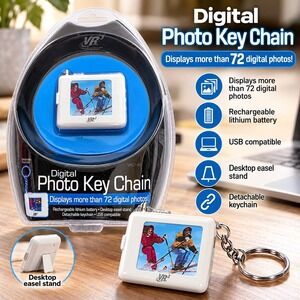 Vintage VR3 Digital Photo Key Chain VKC140 White 1.4 Inch LCD 72+ Photos New
